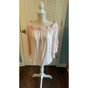 Charlie Paige Off Shoulder Top. Pink. Size L